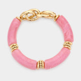 Metal Chain Accented Celluloid Acetate Stretch Bracelet - Madeline Love - Flyclothing LLC