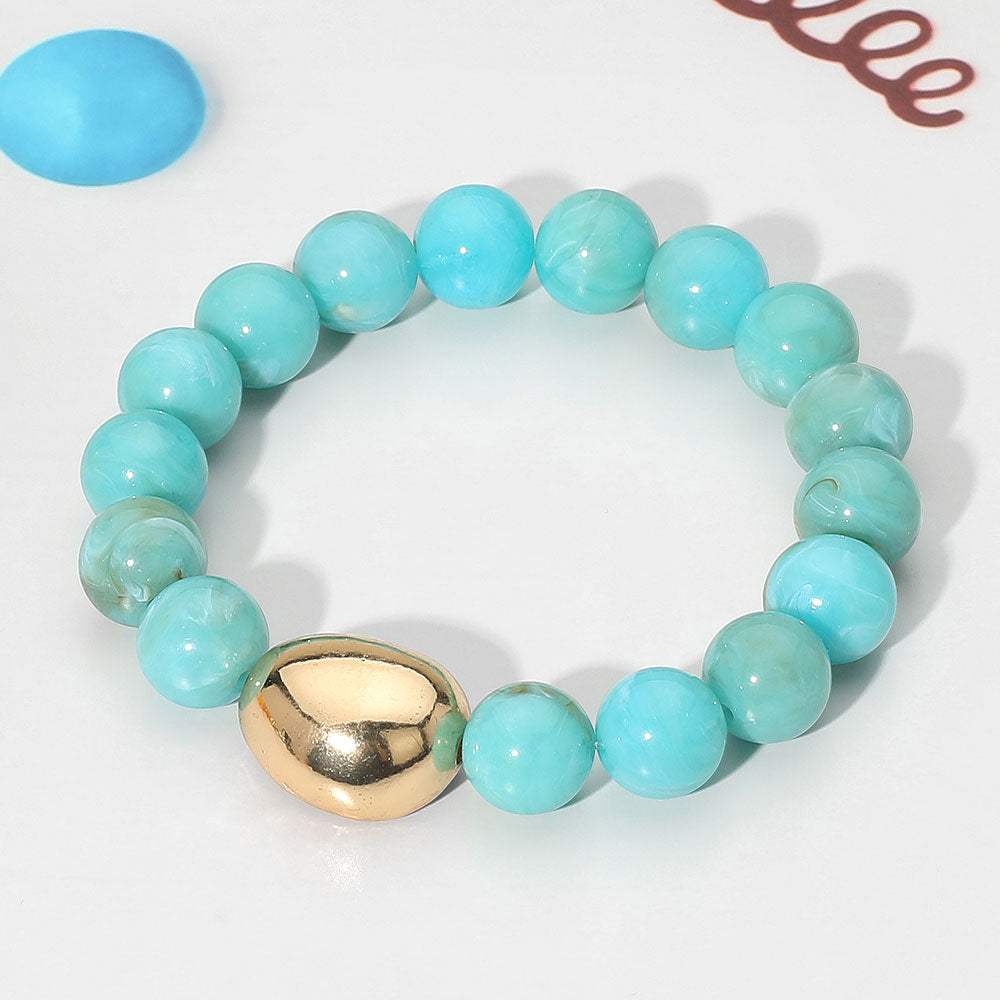 Marbled Resin Ball Beaded Stretch Bracelet - Madeline Love - Flyclothing LLC