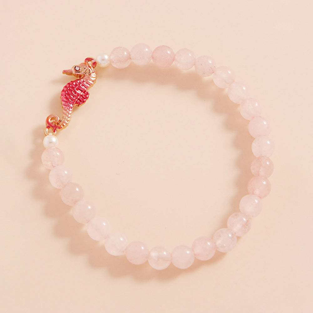 Stone Paved Colored Metal Seahorse Faceted Stretch Bracelet - Madeline Love - Flyclothing LLC