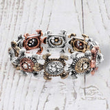 Antique Metal Stone Centered Turtle Link Stretch Bracelet - Madeline Love - Flyclothing LLC