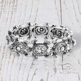 Antique Metal Stone Centered Turtle Link Stretch Bracelet - Madeline Love - Flyclothing LLC