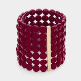 7Rows Wide Faceted Round Beaded Stretch Bracelet - Madeline Love - Flyclothing LLC