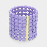 7Rows Wide Faceted Round Beaded Stretch Bracelet - Madeline Love - Flyclothing LLC