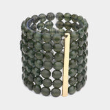 7Rows Wide Faceted Round Beaded Stretch Bracelet - Madeline Love - Flyclothing LLC