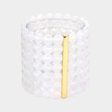 7Rows Wide Faceted Round Beaded Stretch Bracelet - Madeline Love - Flyclothing LLC