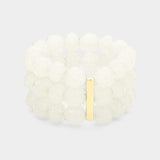 3Rows Faceted Beaded Ball Stretch Bracelet - Madeline Love - Flyclothing LLC