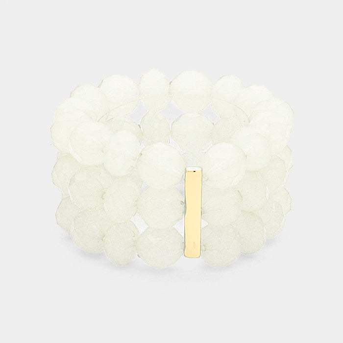 3Rows Faceted Beaded Ball Stretch Bracelet - Madeline Love - Flyclothing LLC