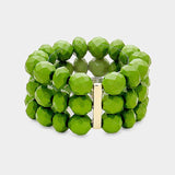 3Rows Faceted Beaded Ball Stretch Bracelet - Madeline Love - Flyclothing LLC