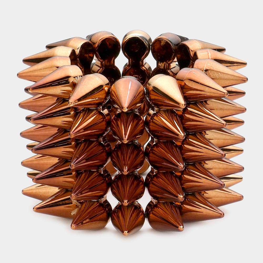 5-Row Spike Cone Stud Stretch Bracelet - Madeline Love - Flyclothing LLC