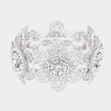 Rhinestone Embellished Cutout Metal Flower Stretch Bracelet - Madeline Love - Flyclothing LLC