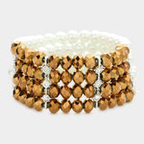 Two Tone Pearl Glass Bead Stretch Bracelet - Madeline Love - Flyclothing LLC