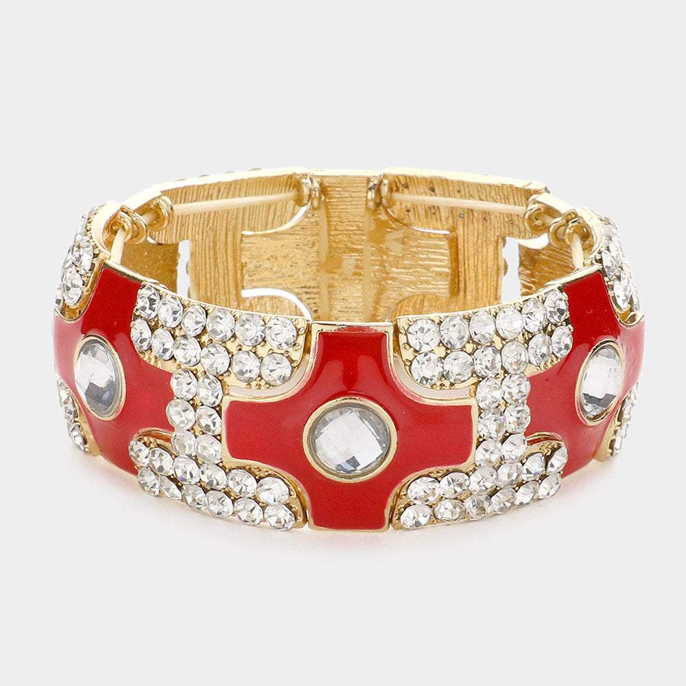 Cross Crystal Stretch Bracelet - Madeline Love - Flyclothing LLC