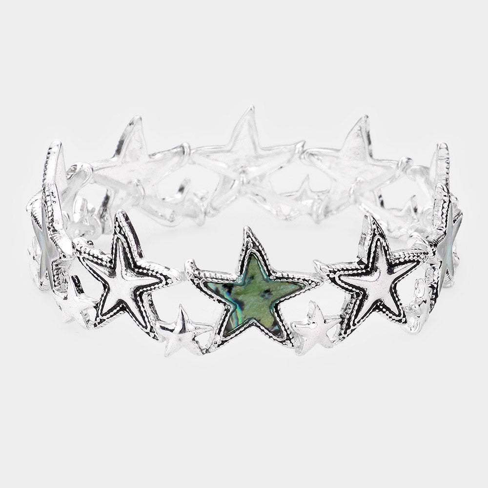 Abalone Metal Starfish Stretch Bracelet - Madeline Love - Flyclothing LLC
