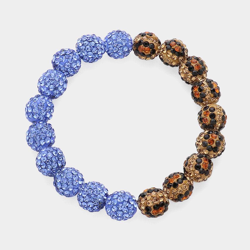 Leopard Shamballa Ball Beaded Pointed Stretch Bracelet - Madeline Love - Flyclothing LLC