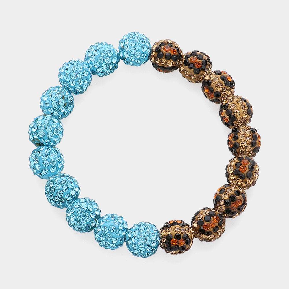 Leopard Shamballa Ball Beaded Pointed Stretch Bracelet - Madeline Love - Flyclothing LLC