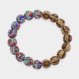 Leopard Shamballa Ball Beaded Pointed Stretch Bracelet - Madeline Love - Flyclothing LLC