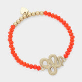 Snake Charm Pointed Faceted Beaded Stretch Bracelet - Madeline Love - Flyclothing LLC