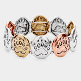 Textured Metal Paw Stretch Bracelet - Madeline Love - Flyclothing LLC