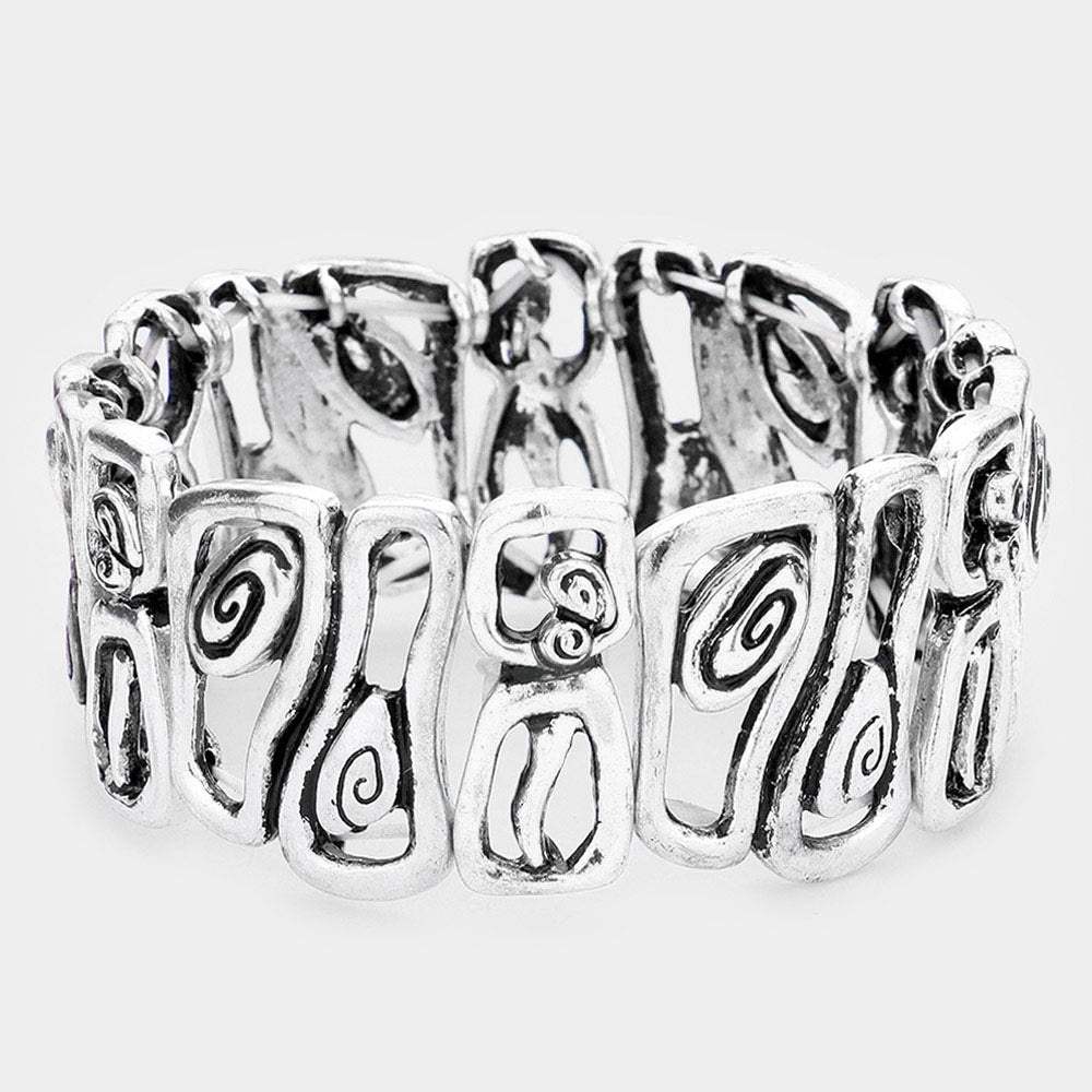 Abstract Antique Metal Stretch Bracelet - Madeline Love - Flyclothing LLC