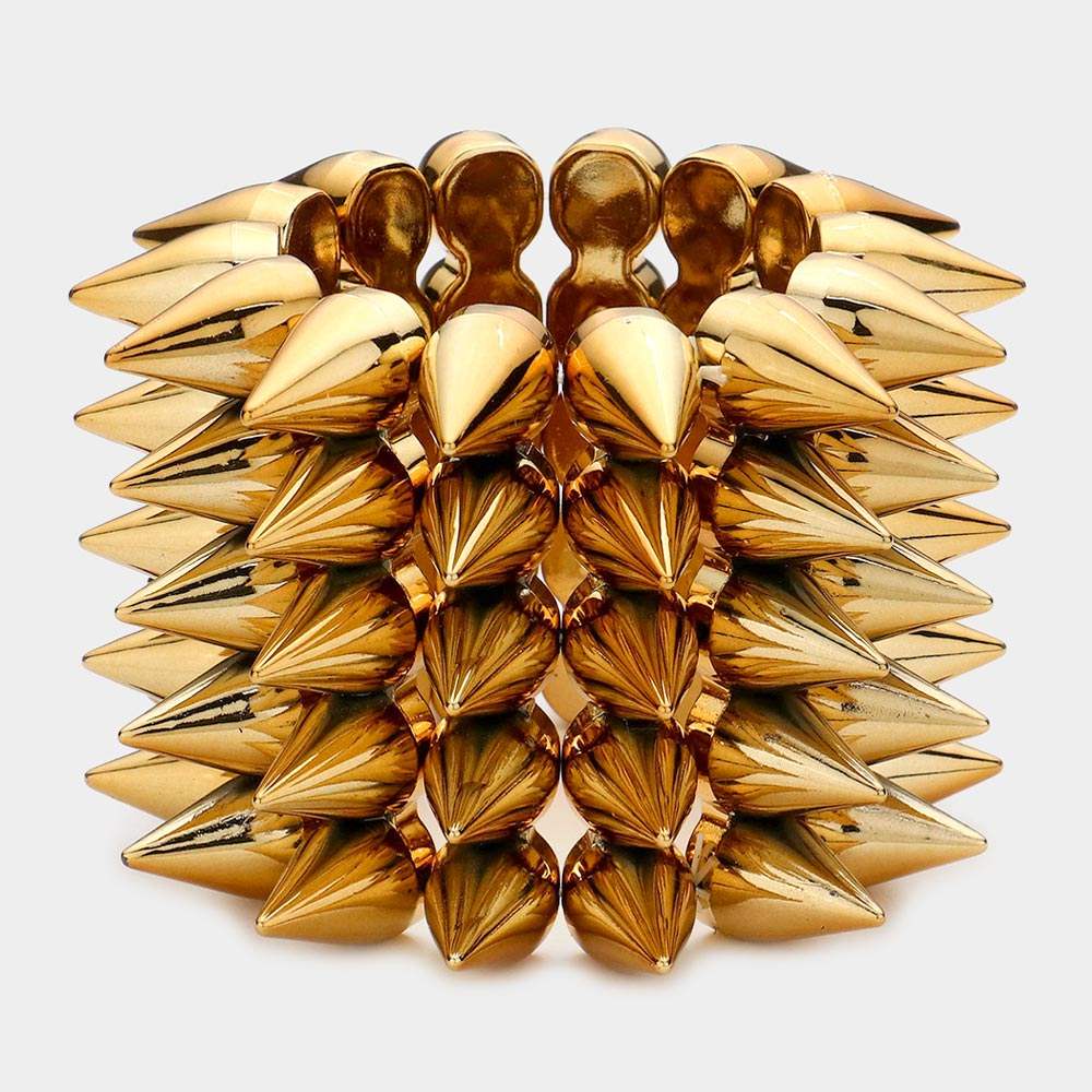 5-Row Spike Cone Stud Stretch Bracelet - Madeline Love - Flyclothing LLC