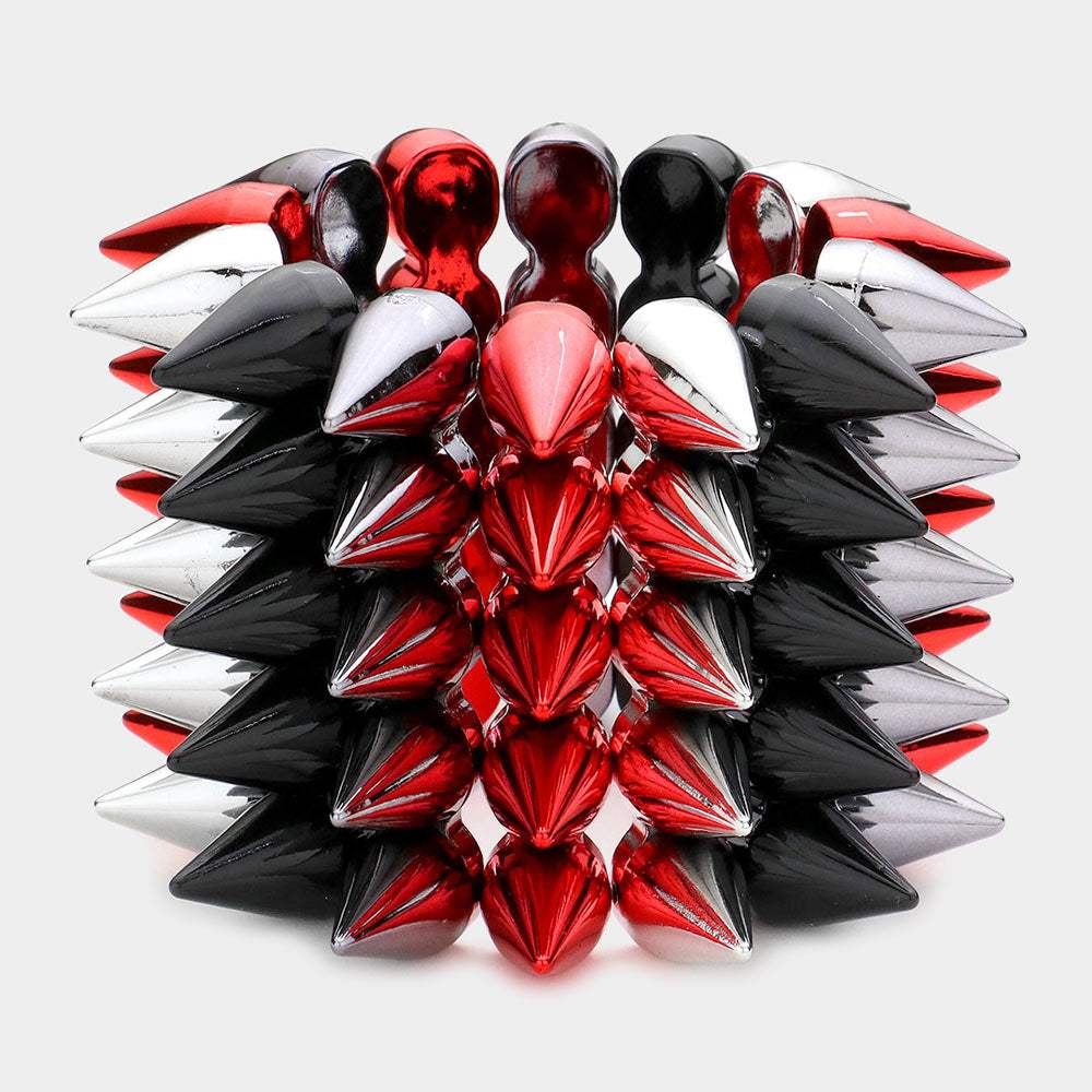 5-Row Spike Cone Stud Stretch Bracelet - Madeline Love - Flyclothing LLC