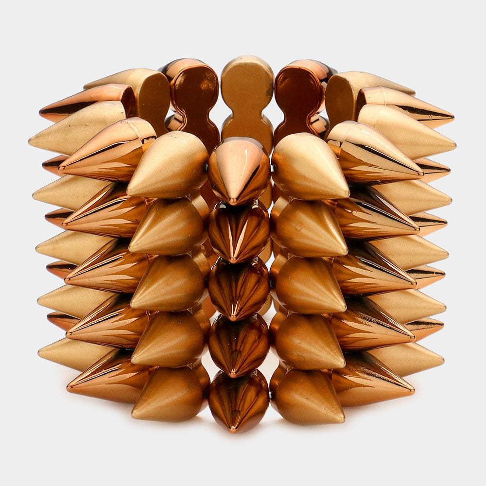 5-Row Spike Cone Stud Stretch Bracelet - Madeline Love - Flyclothing LLC