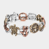 Sea Life Antique Metal Pendant Link Stretch Bracelet - Madeline Love - Flyclothing LLC