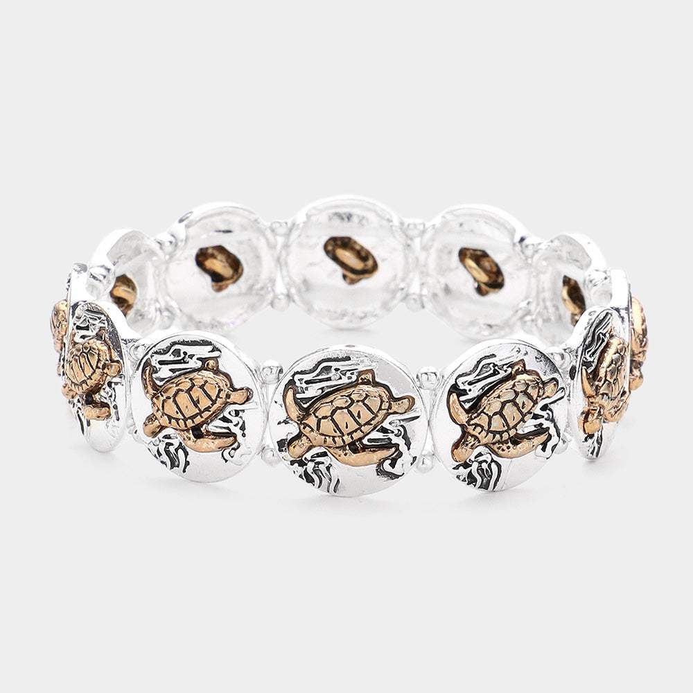 Antique Metal Sea Turtle Pointed Stretch Bracelet - Madeline Love - Flyclothing LLC