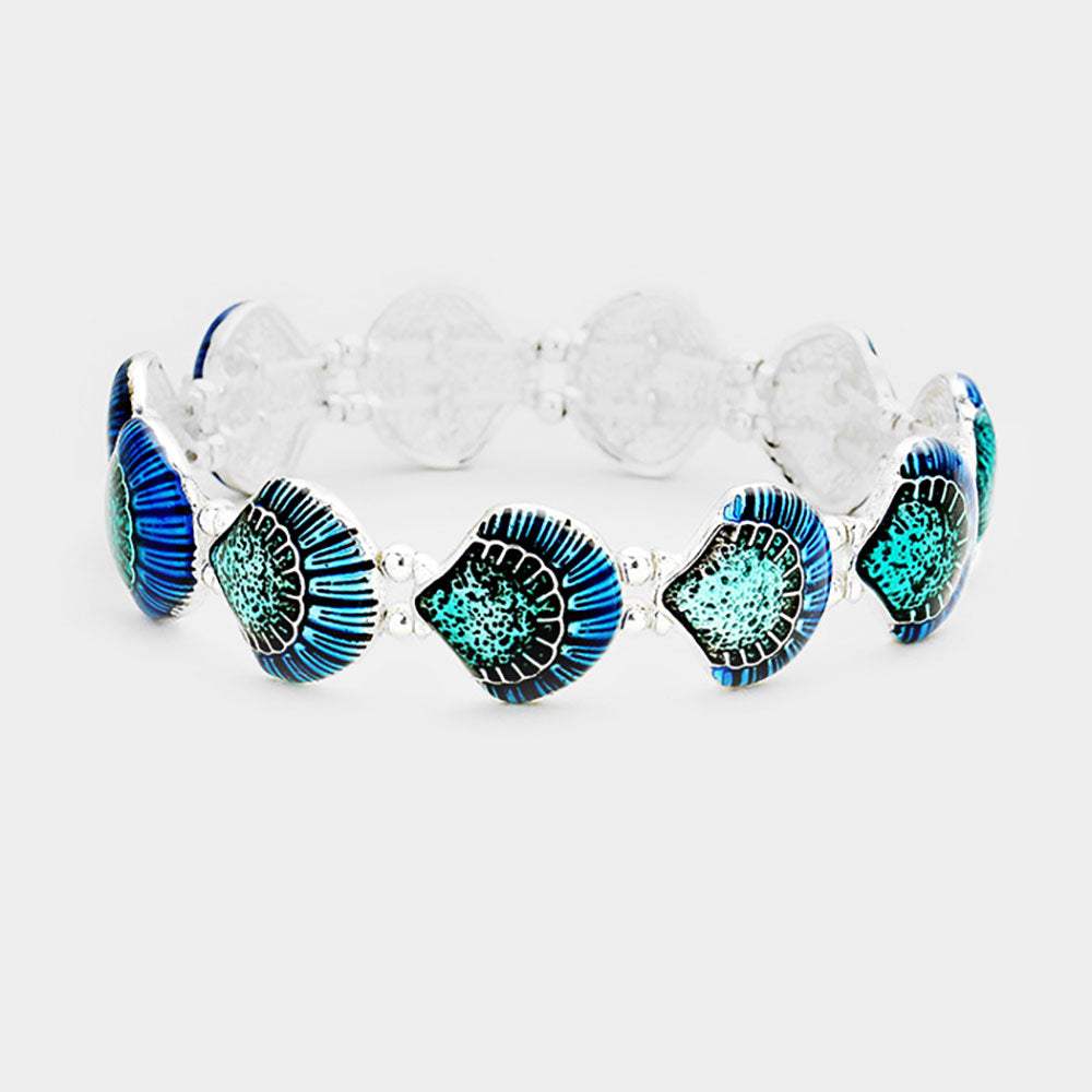 Enamel Shell Metal Stretch Bracelet - Madeline Love - Flyclothing LLC