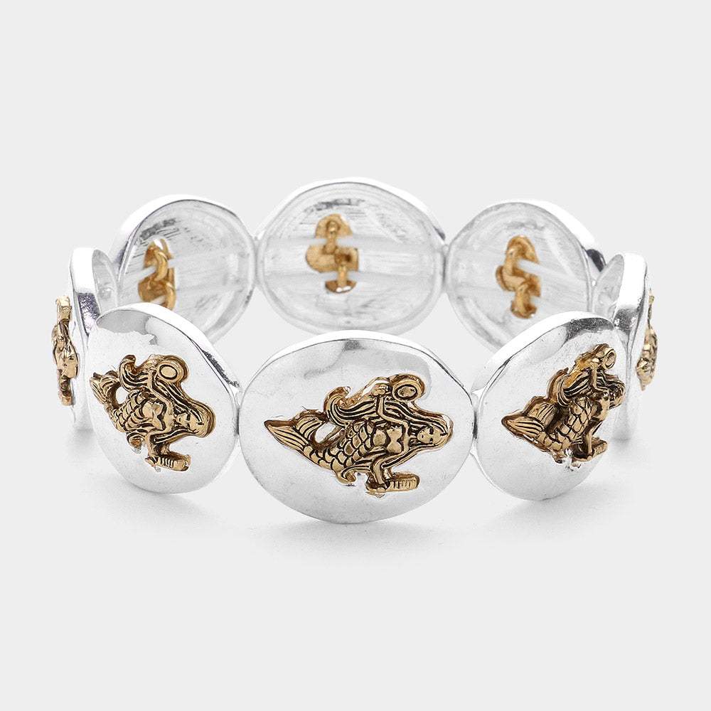 Two Tone Mermaid Metal Stretch Bracelet - Madeline Love - Flyclothing LLC
