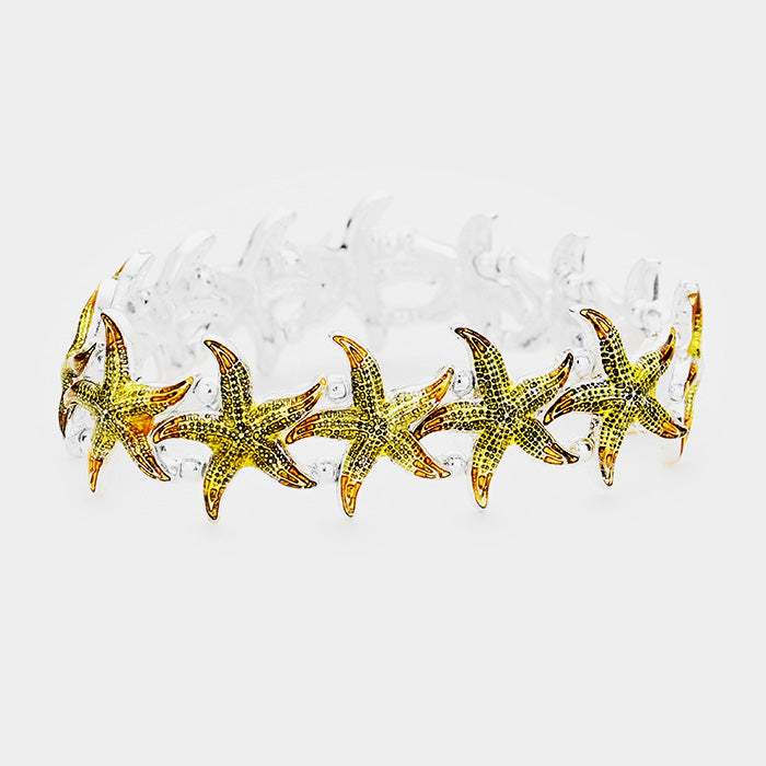 Starfish Metal Bead Stretch Bracelet - Madeline Love - Flyclothing LLC