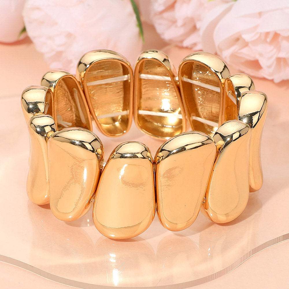 Bold Metal Sculpted Stretch Bracelet - Madeline Love - Flyclothing LLC
