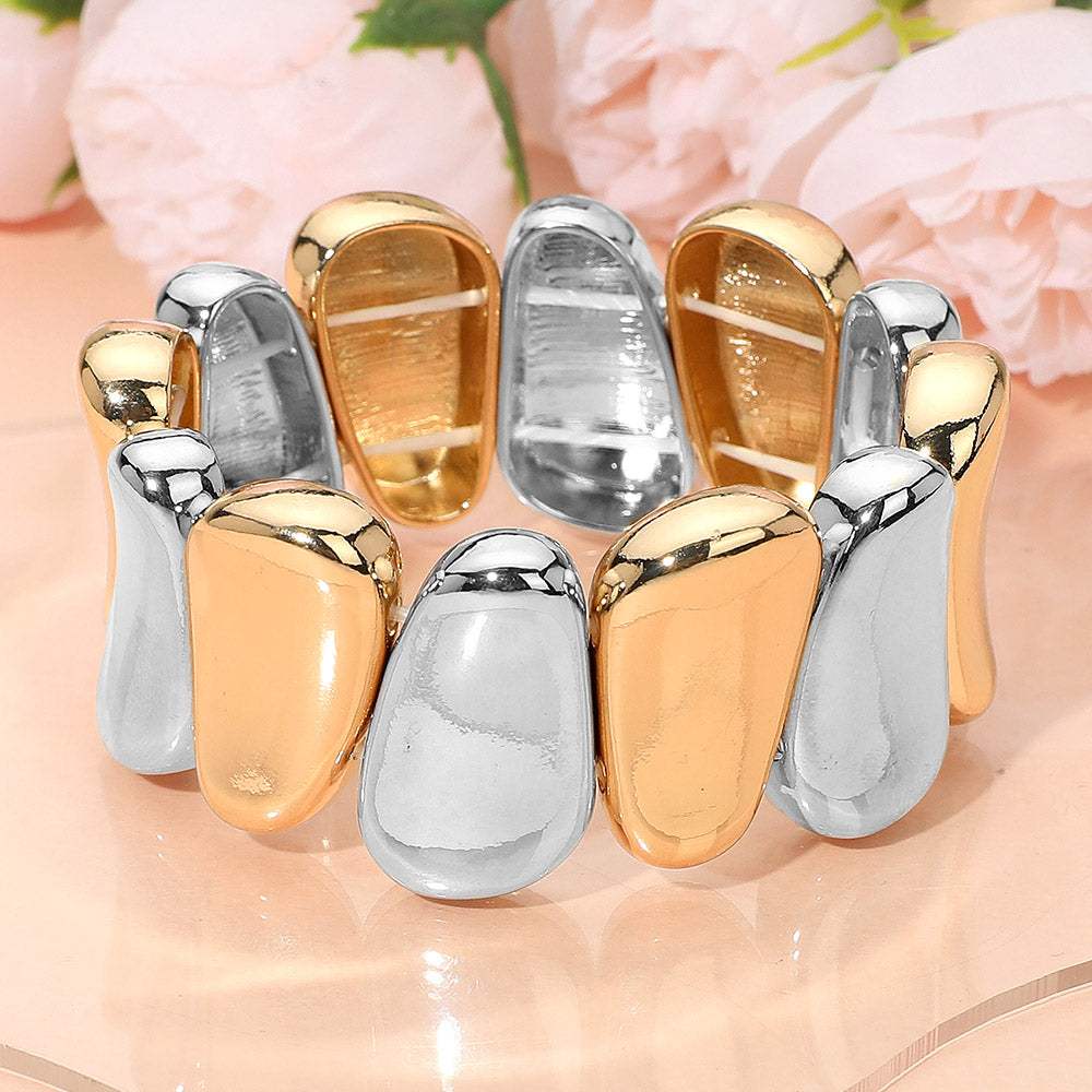 Bold Metal Sculpted Stretch Bracelet - Madeline Love - Flyclothing LLC