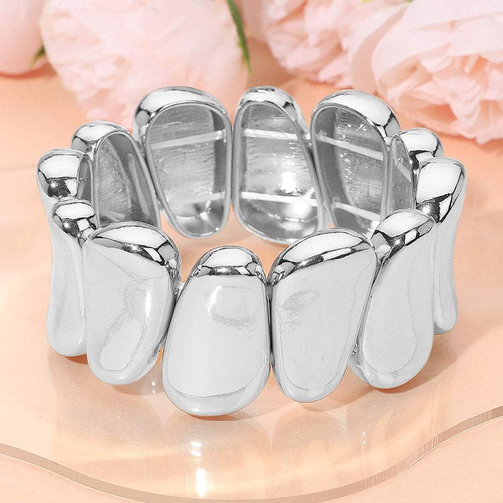 Bold Metal Sculpted Stretch Bracelet - Madeline Love - Flyclothing LLC