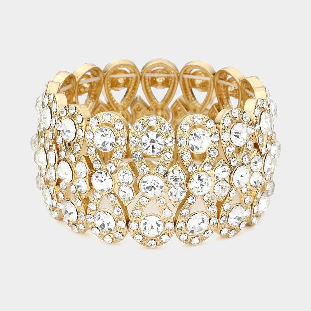 Rhinestone Infinity Stretch Evening Bracelet - Madeline Love - Flyclothing LLC