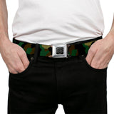 BD Wings Logo CLOSE-UP Full Color Black Silver Seatbelt Belt - Camo Olive Webbing