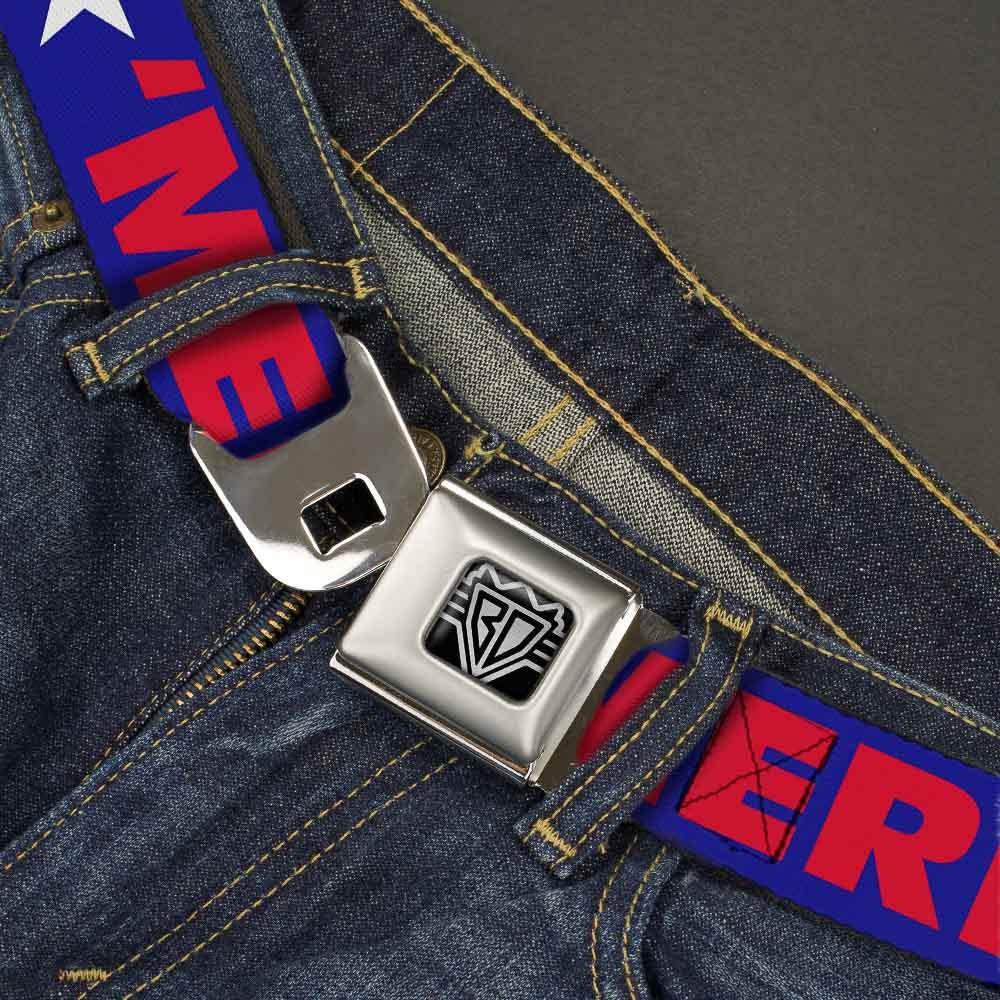 'MERICA Star USA Seatbelt Belt – World Cup 2026 Fan Gear (Blue/Red/White) - Buckle-Down - Flyclothing LLC