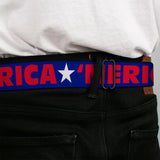 'MERICA Star USA Seatbelt Belt – World Cup 2026 Fan Gear (Blue/Red/White) - Buckle-Down - Flyclothing LLC
