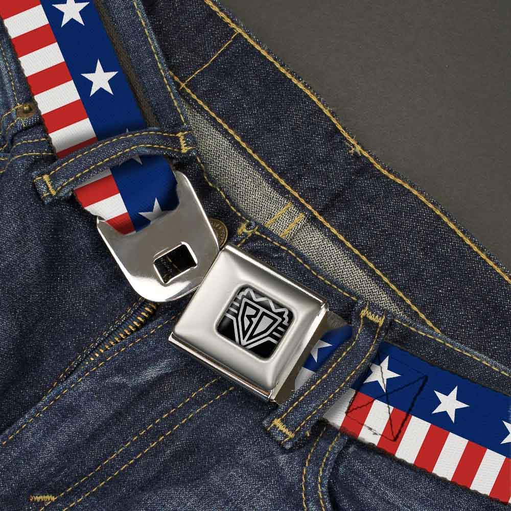 USA Stars & Stripes 2 Seatbelt Belt – World Cup 2026 Edition (Blue/White/Red/White) - Buckle-Down - Flyclothing LLC
