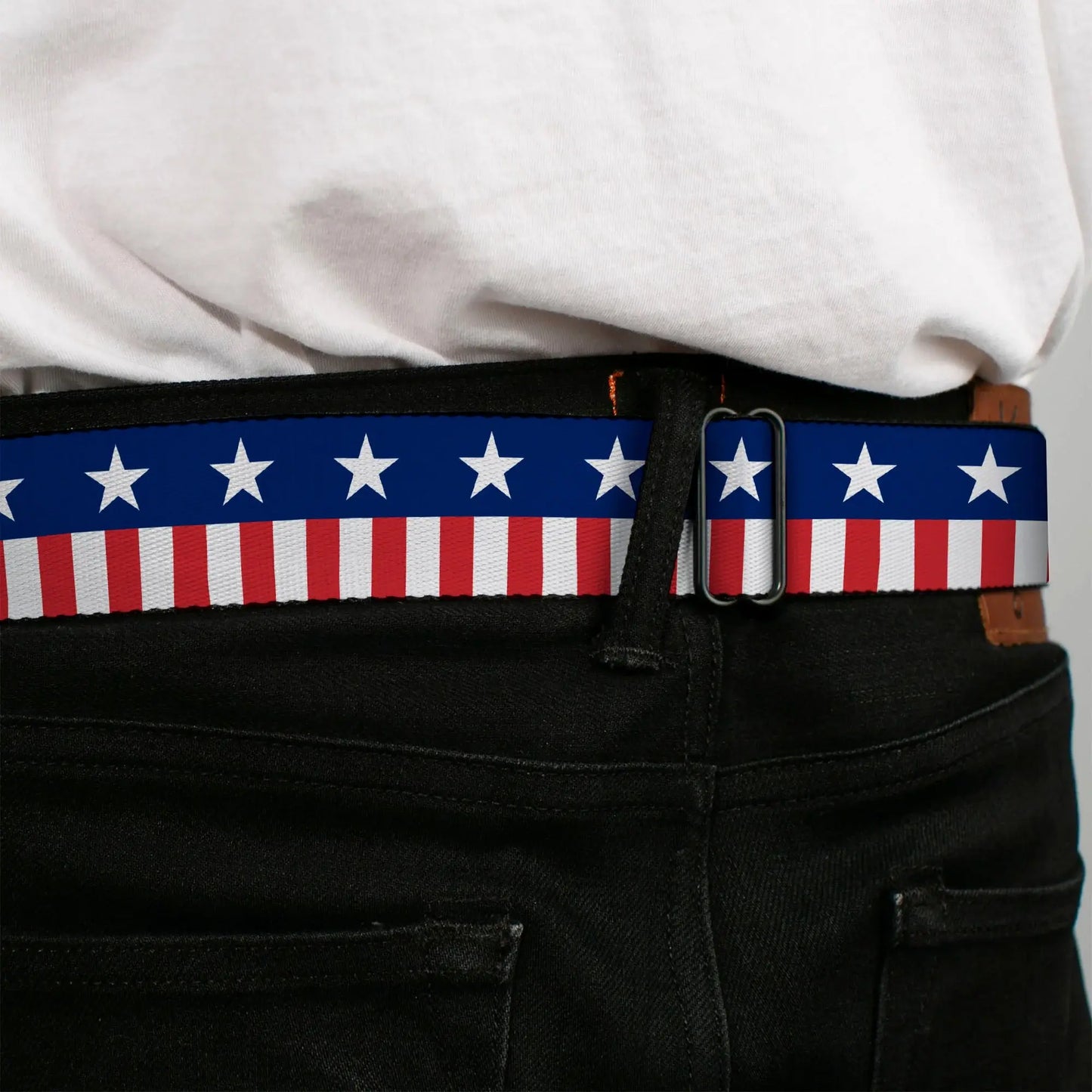 USA Stars & Stripes 2 Seatbelt Belt – World Cup 2026 Edition (Blue/White/Red/White) - Buckle-Down - Flyclothing LLC