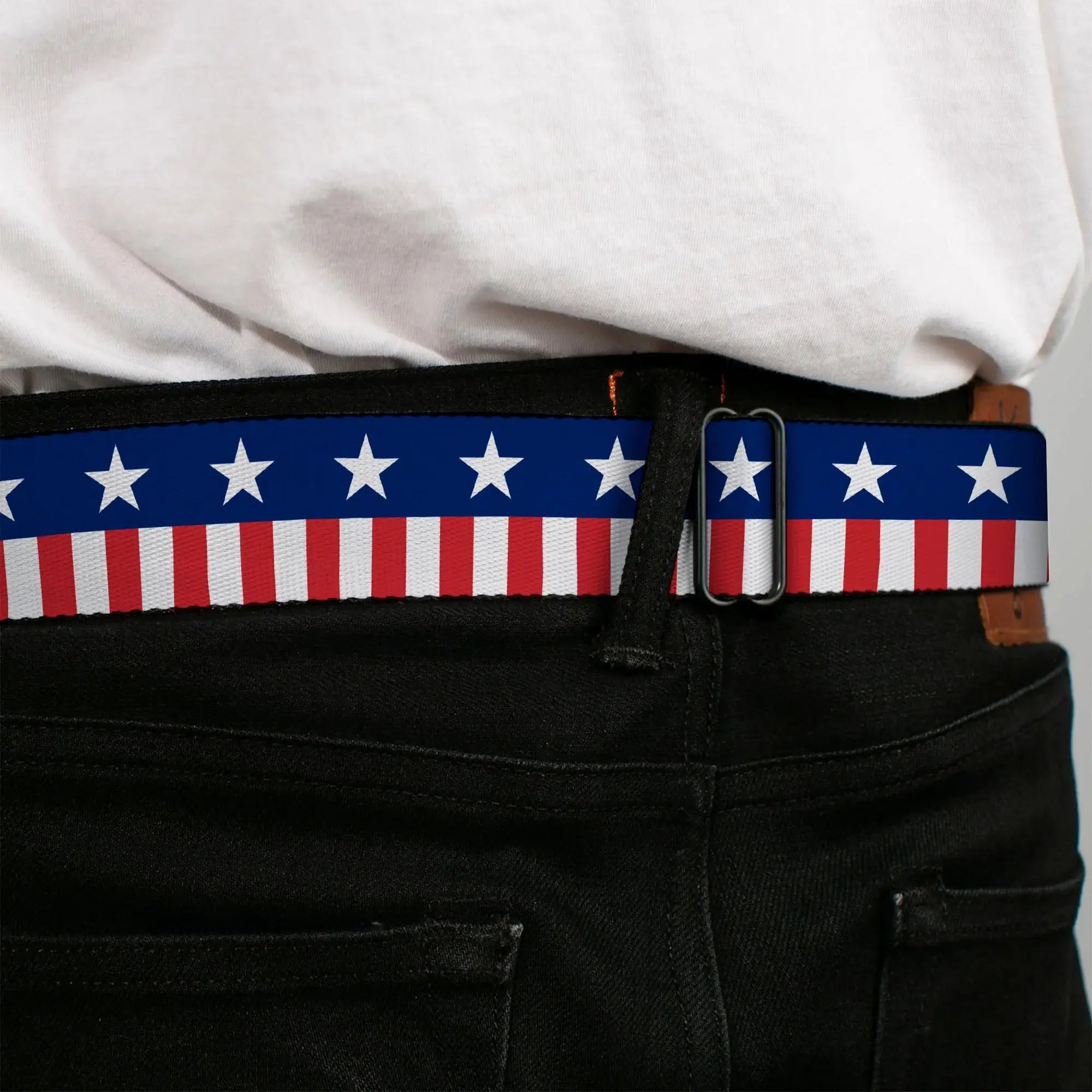 USA Stars & Stripes 2 Seatbelt Belt – World Cup 2026 Edition (Blue/White/Red/White) - Buckle-Down - Flyclothing LLC