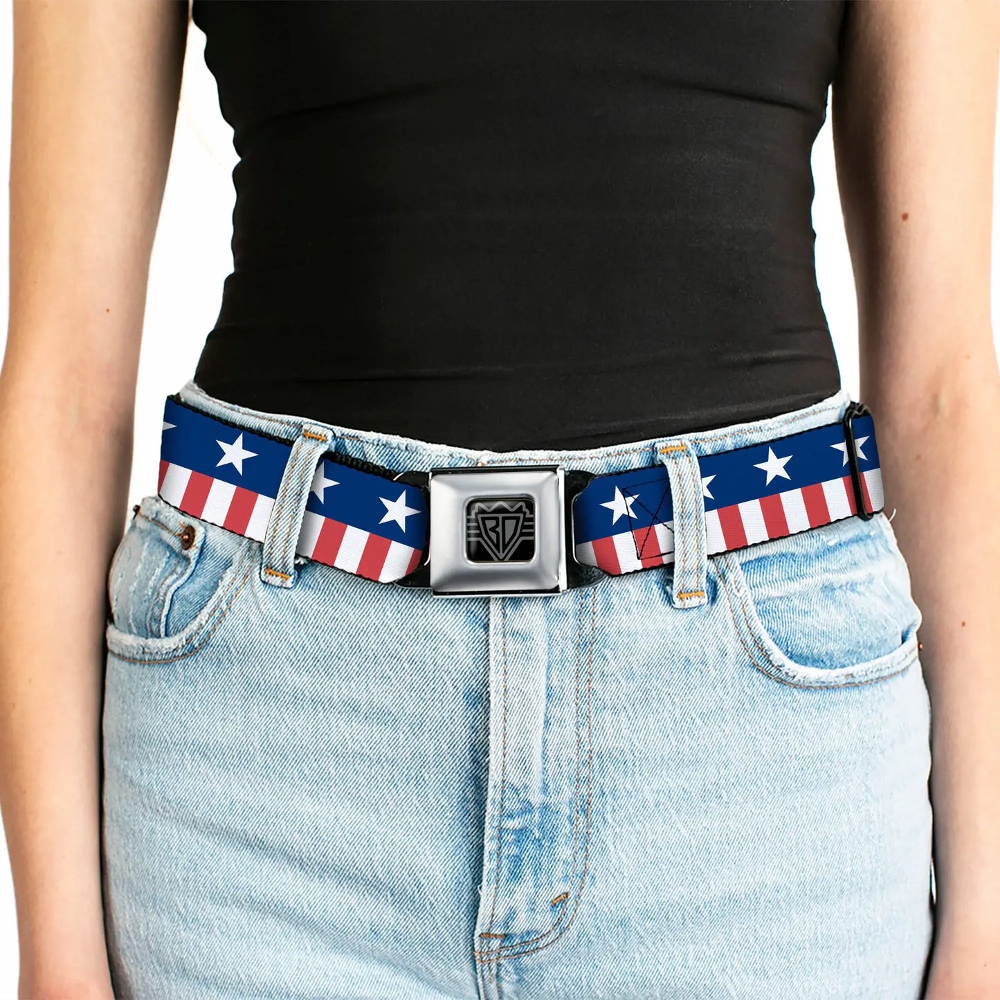 USA Stars & Stripes 2 Seatbelt Belt – World Cup 2026 Edition (Blue/White/Red/White) - Buckle-Down - Flyclothing LLC