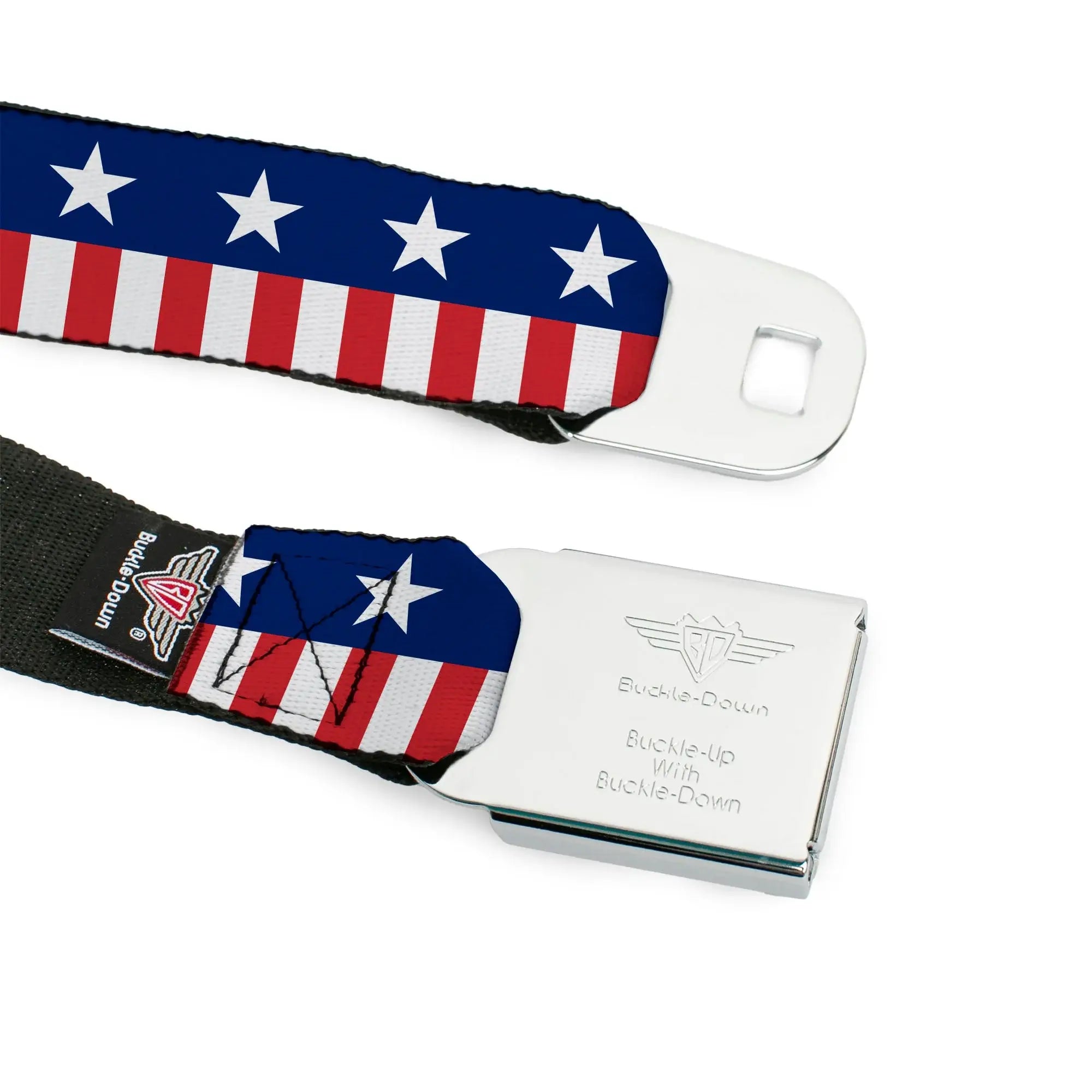 USA Stars & Stripes 2 Seatbelt Belt – World Cup 2026 Edition (Blue/White/Red/White) - Buckle-Down - Flyclothing LLC