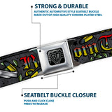 BD Wings Logo CLOSE-UP Full Color Black Silver Seatbelt Belt - Born to Raise Hell Gray Webbing - Buckle-Down - Flyclothing LLC