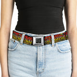 BD Wings Logo CLOSE-UP Full Color Black Silver Seatbelt Belt - Born to Raise Hell Red Webbing - Buckle-Down - Flyclothing LLC