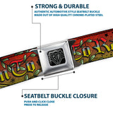 BD Wings Logo CLOSE-UP Full Color Black Silver Seatbelt Belt - Born to Raise Hell Red Webbing - Buckle-Down - Flyclothing LLC