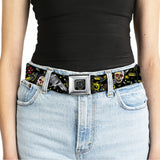 BD Wings Logo CLOSE-UP Full Color Black Silver Seatbelt Belt - Born to Raise Hell CLOSE-UP Black Webbing - Buckle-Down - Flyclothing LLC
