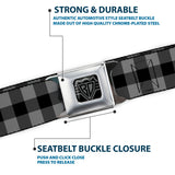 BD Wings Logo CLOSE-UP Full Color Black Silver Seatbelt Belt - Buffalo Plaid Black/Gray Webbing - Buckle-Down - Flyclothing LLC
