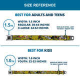 BD Wings Logo CLOSE-UP Full Color Black Silver Seatbelt Belt - Born to Raise Hell Yellow Webbing - Buckle-Down - Flyclothing LLC