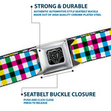 BD Wings Logo CLOSE-UP Full Color Black Silver Seatbelt Belt - Buffalo Plaid White/Multi Color Webbing - Buckle-Down - Flyclothing LLC